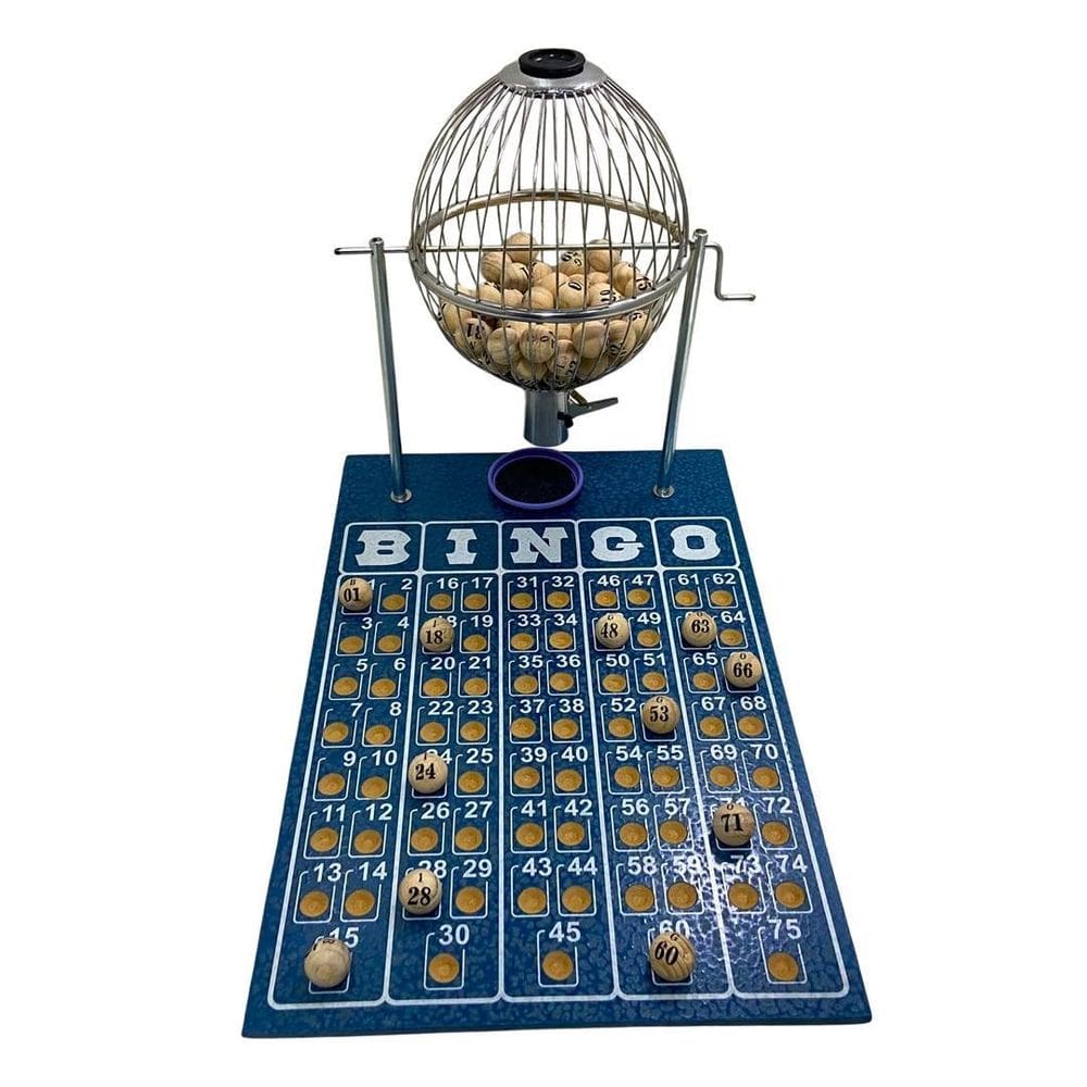 Jogo De Bingo Globo De Metal Tabuleiro Em Madeira N2 - Gb02