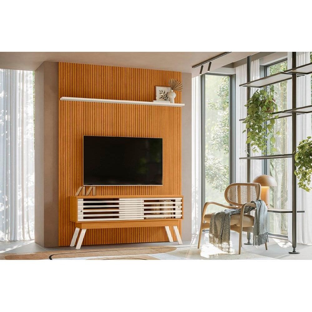 Estante Frizz New Premium para TV de até 65 polegadas - Cinamomo /Off White - Madetec