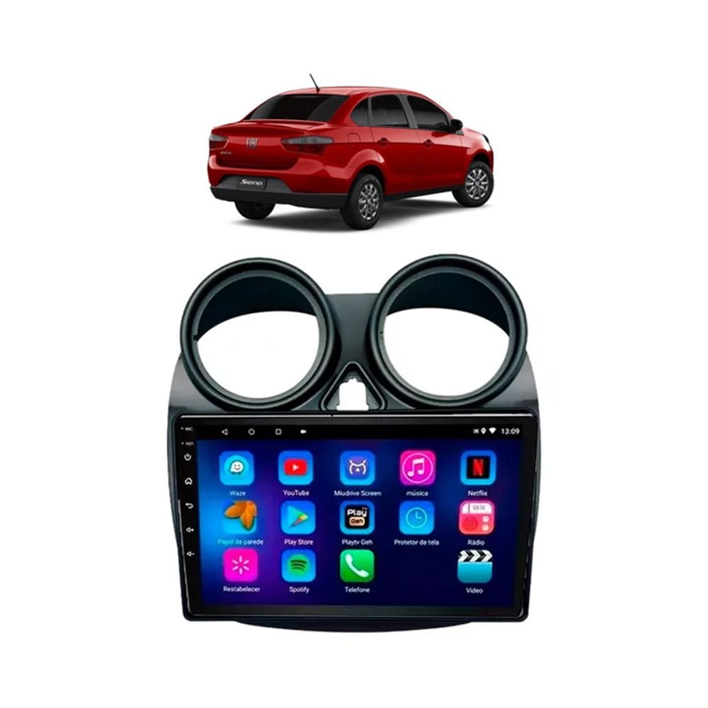 Kit Multimídia Grand Siena 2021 9 Pol Android Carplay Gps 2/32GB - 915BR ROADSTAR