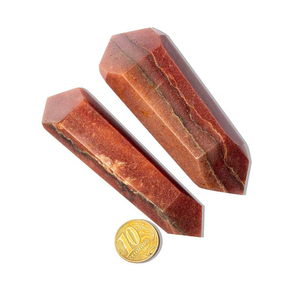Biterminado Quartzo Vermelho Sextavado 10 a 11cm Tipo B