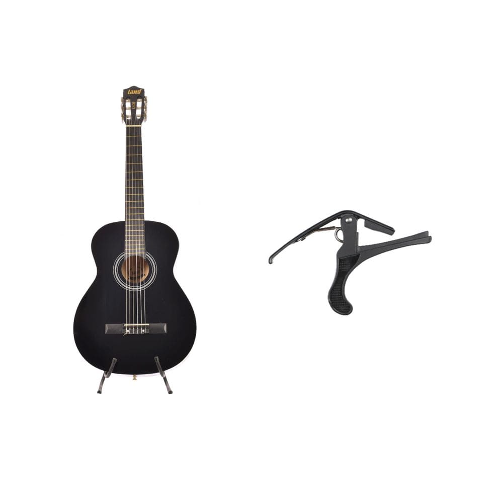 Kit Violão Preto Nylon Ln 39 + Capotraste Pb-A04