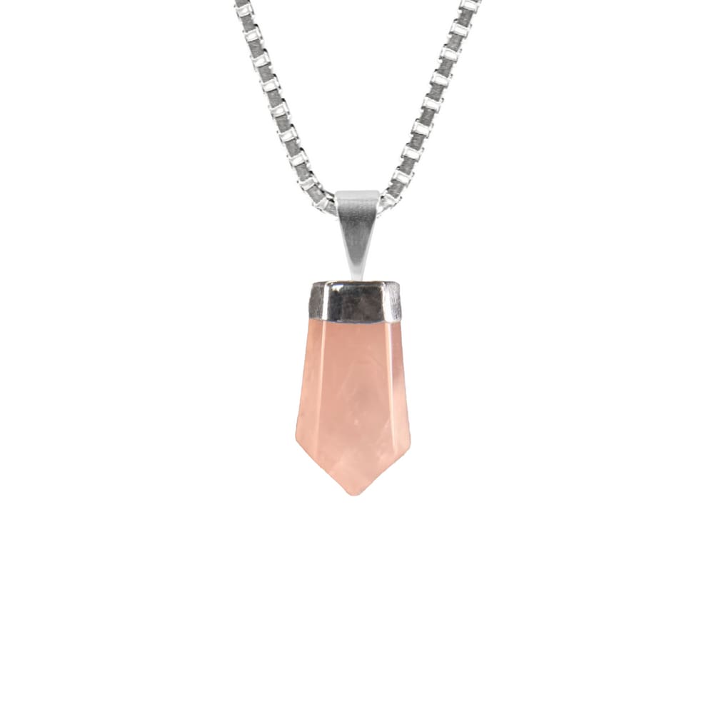 Pingente Prata 925 Quartzo Rosa Obelisco de Prata Verdadeiro