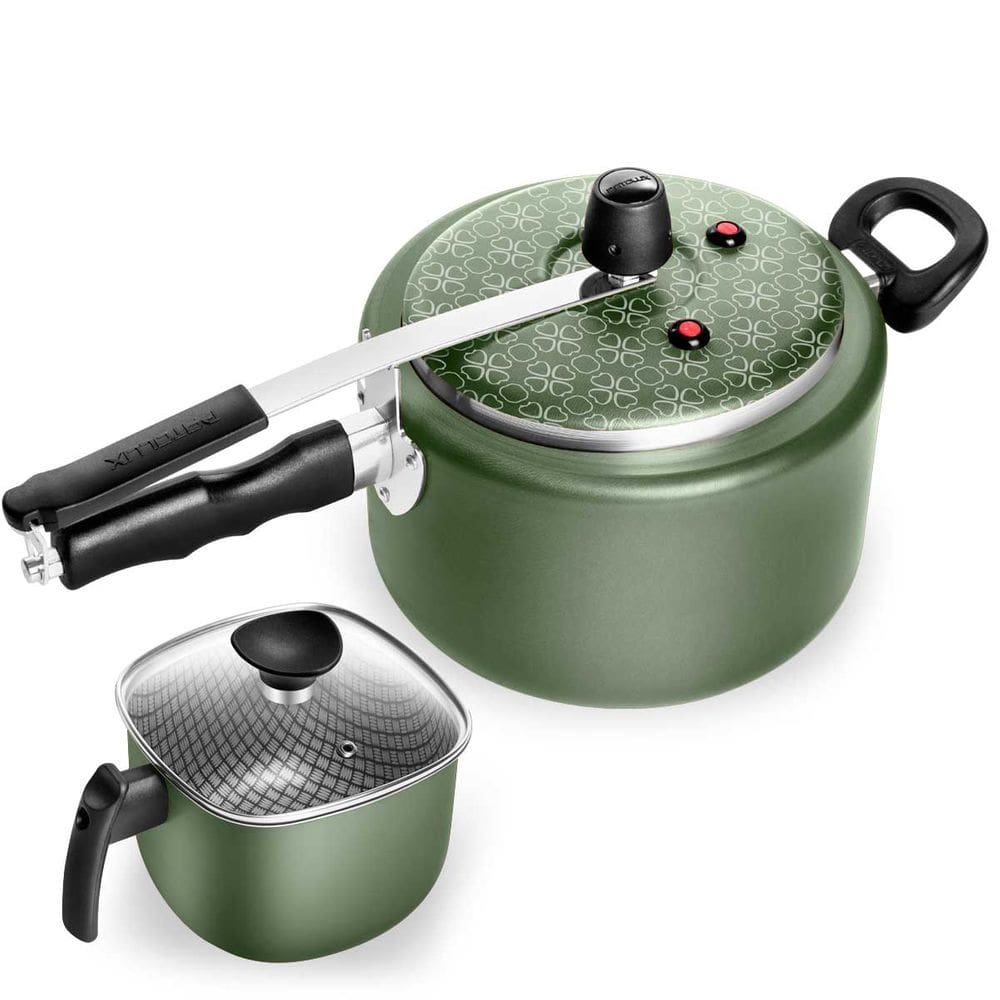 Caneco Quadrado Antiaderente + Panela De Pressão Verde 5,0L Patolux
