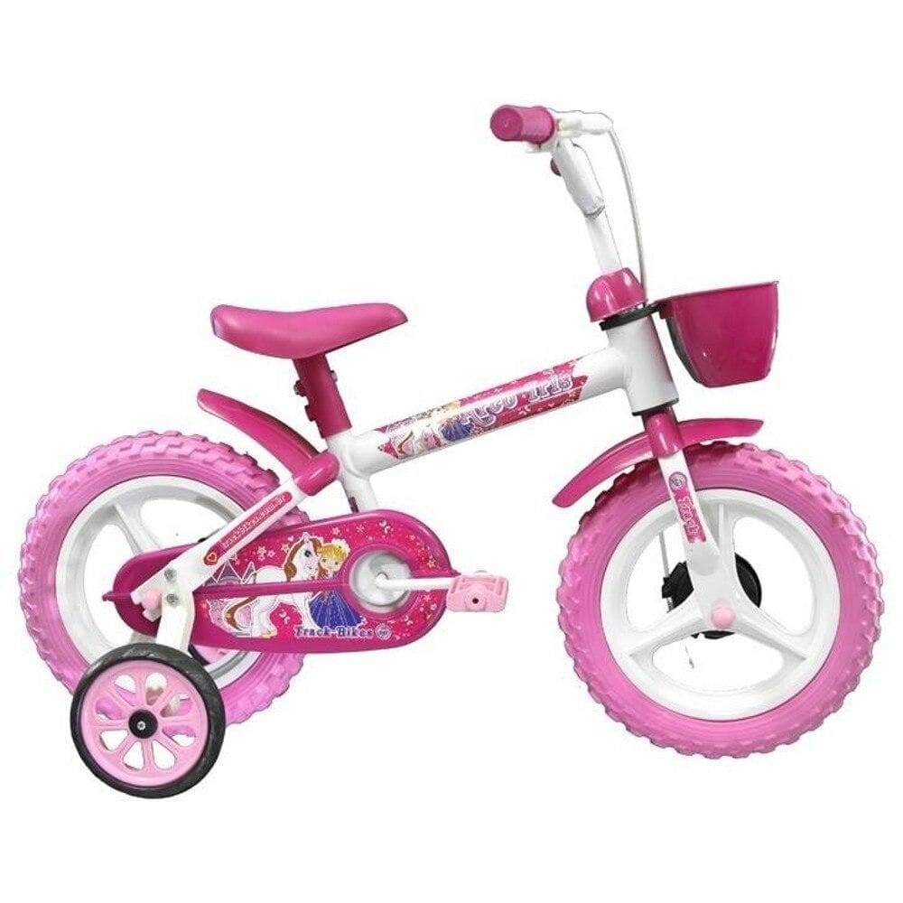 Bicicleta Infantil Aro 12 TK3 Track Arco Íris, Branca e Rosa