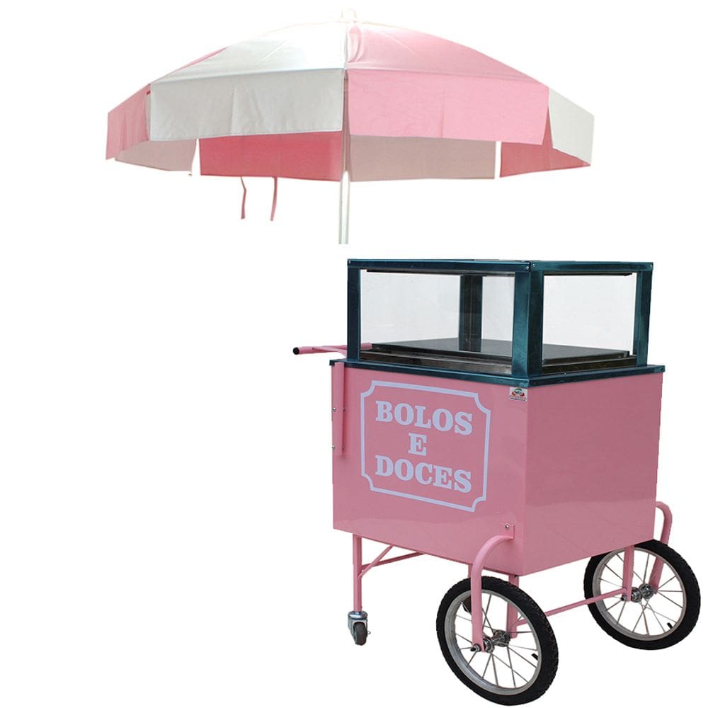 Carrinho de bolos doces e brigadeiros com isolamento térmico com placas de gelox Mod 4268