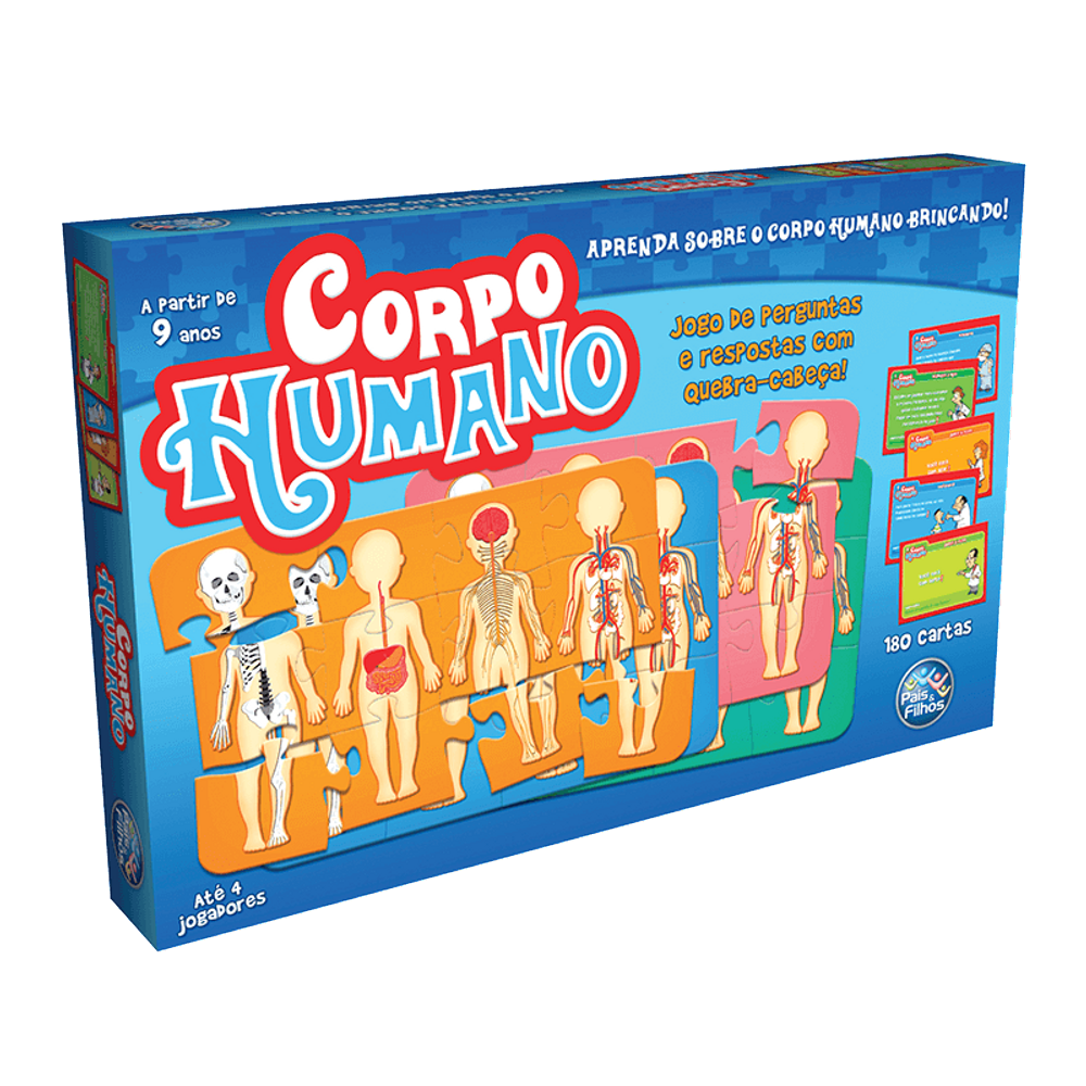 Jogo Corpo Humano 180 Cartas + Quebra Cabeça