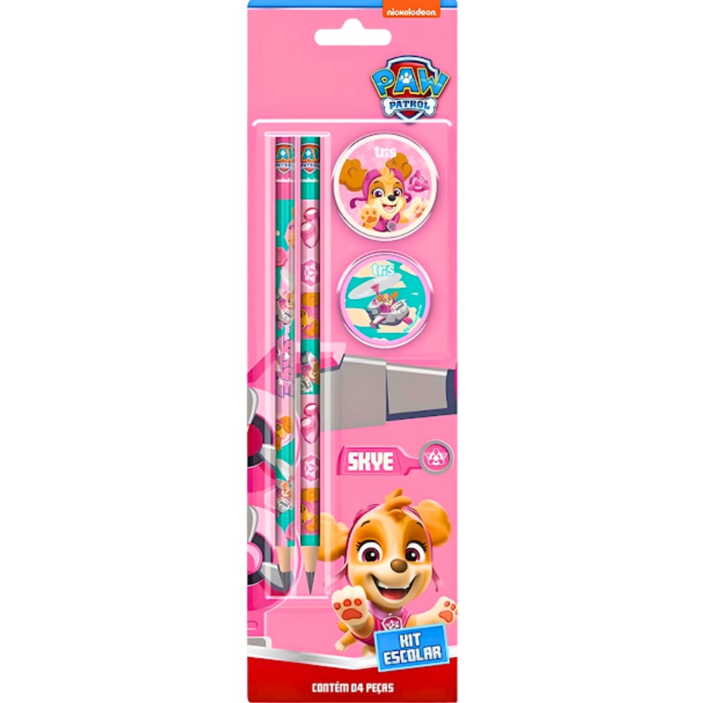 Kit Escolar Patrulha Canina Skye 2 Lápis e Borracha Summit