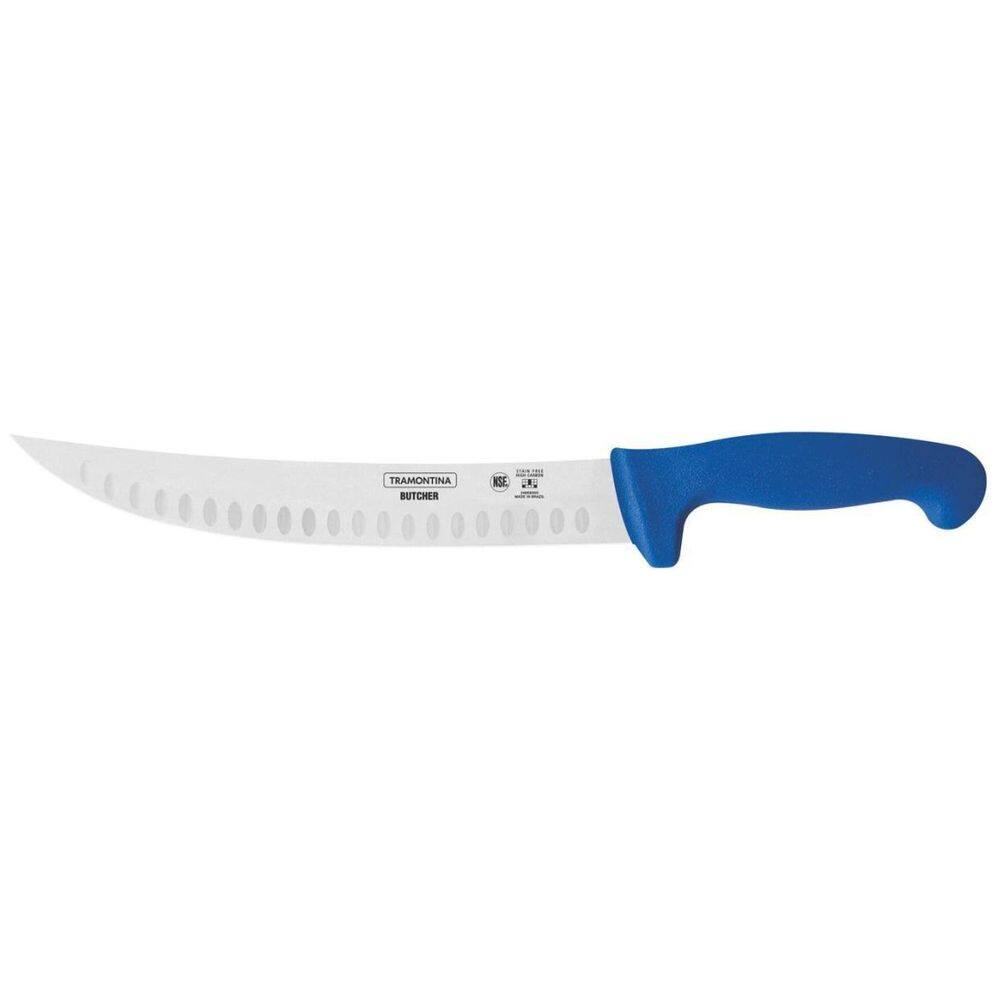 Faca Butcher Lâmina Curva Inox 10 Pol Azul Tramontina