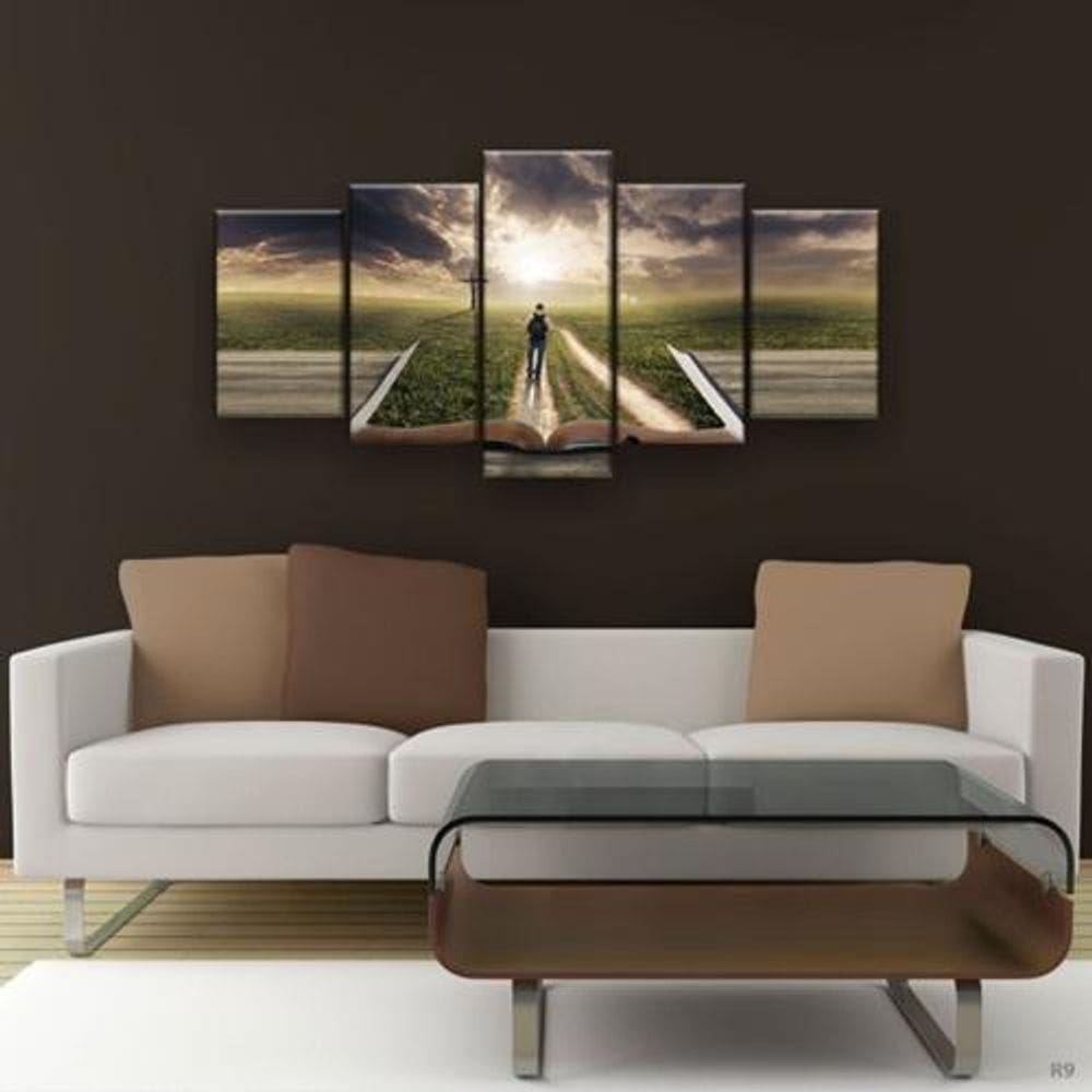 Quadro Decorativo Mosaico 5 Peças Caminho Da Cruz
