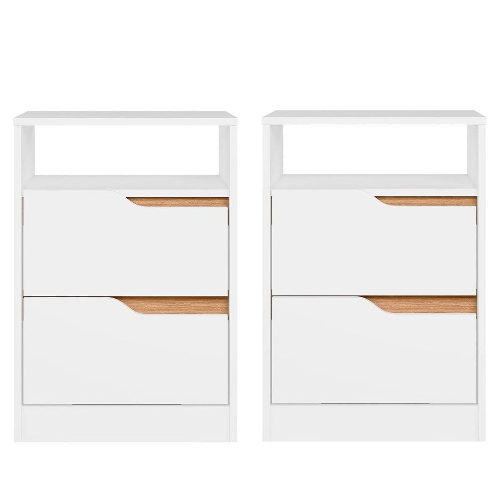 Kit 2 Mesas de Cabeceira 2 Gavetas Sara Flex