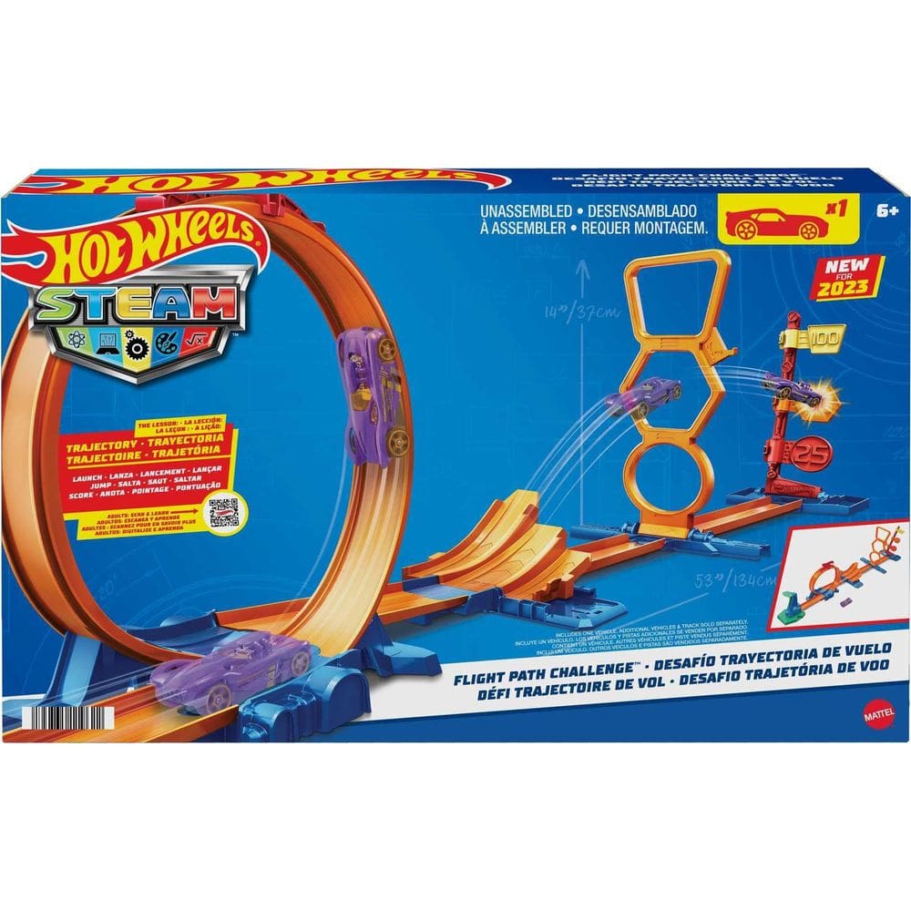 Toy Car Track Set Hot Wheels STEAM Flight Path com carro 1:64