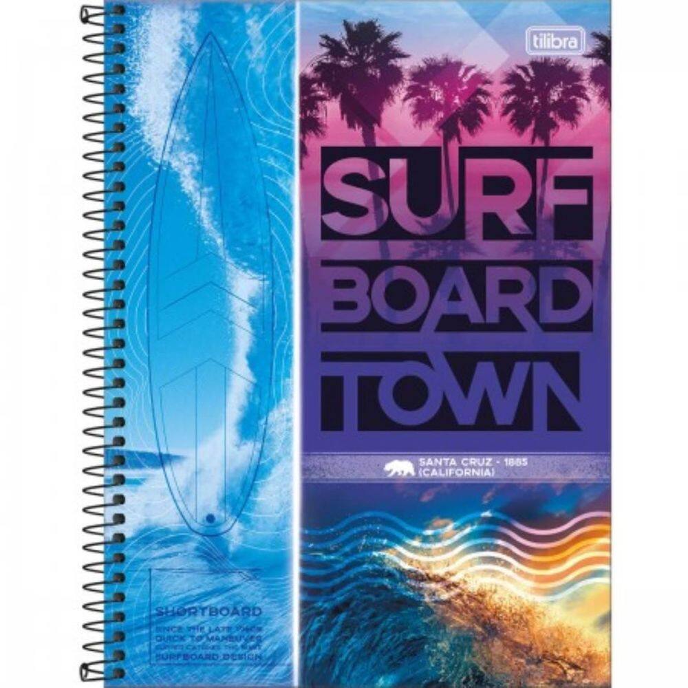 Caderno Sunset Capa Dura 1 Matéria 80 Folhas Surf Board