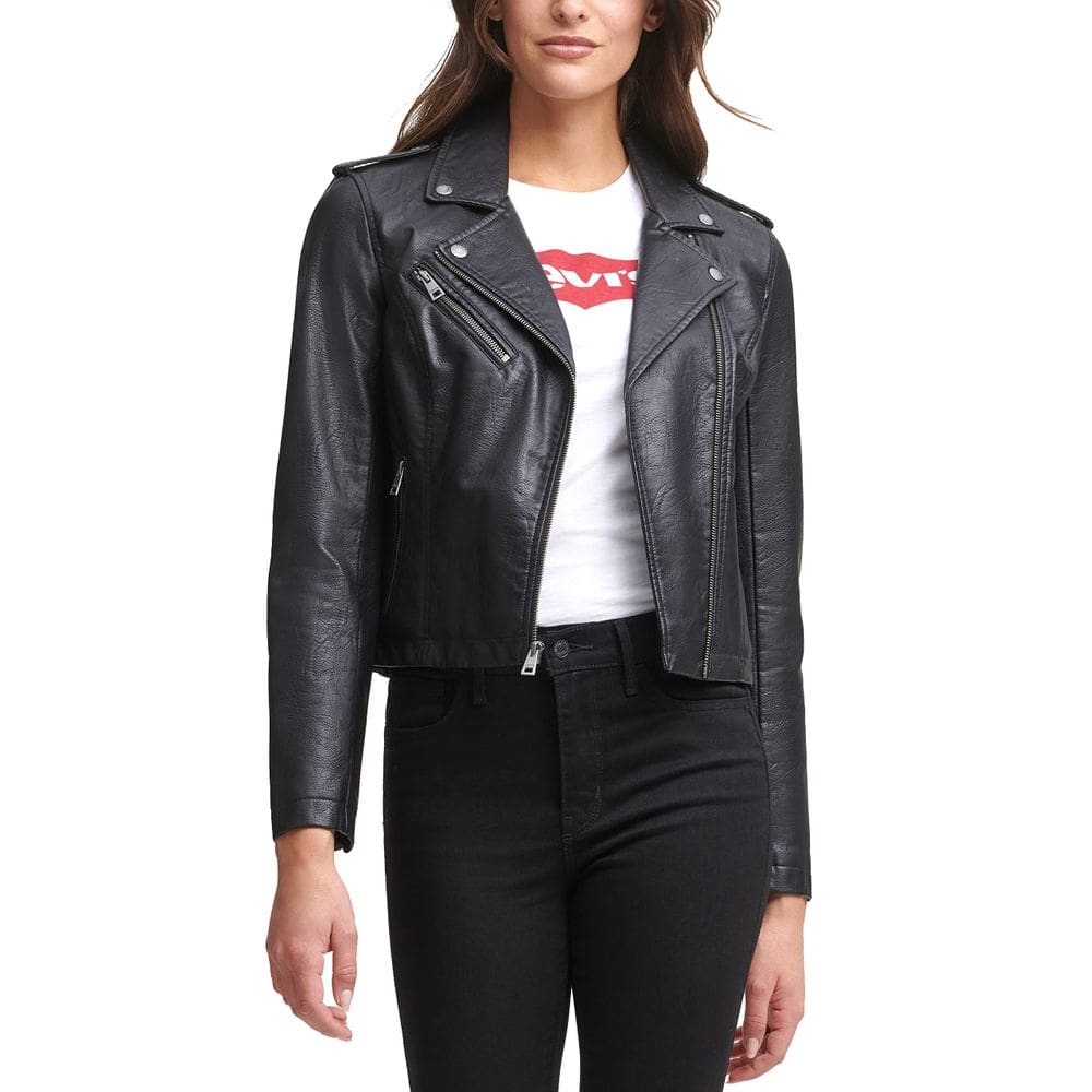 Jaqueta Levi`s Faux Leather Moto para mulheres clássica preta
