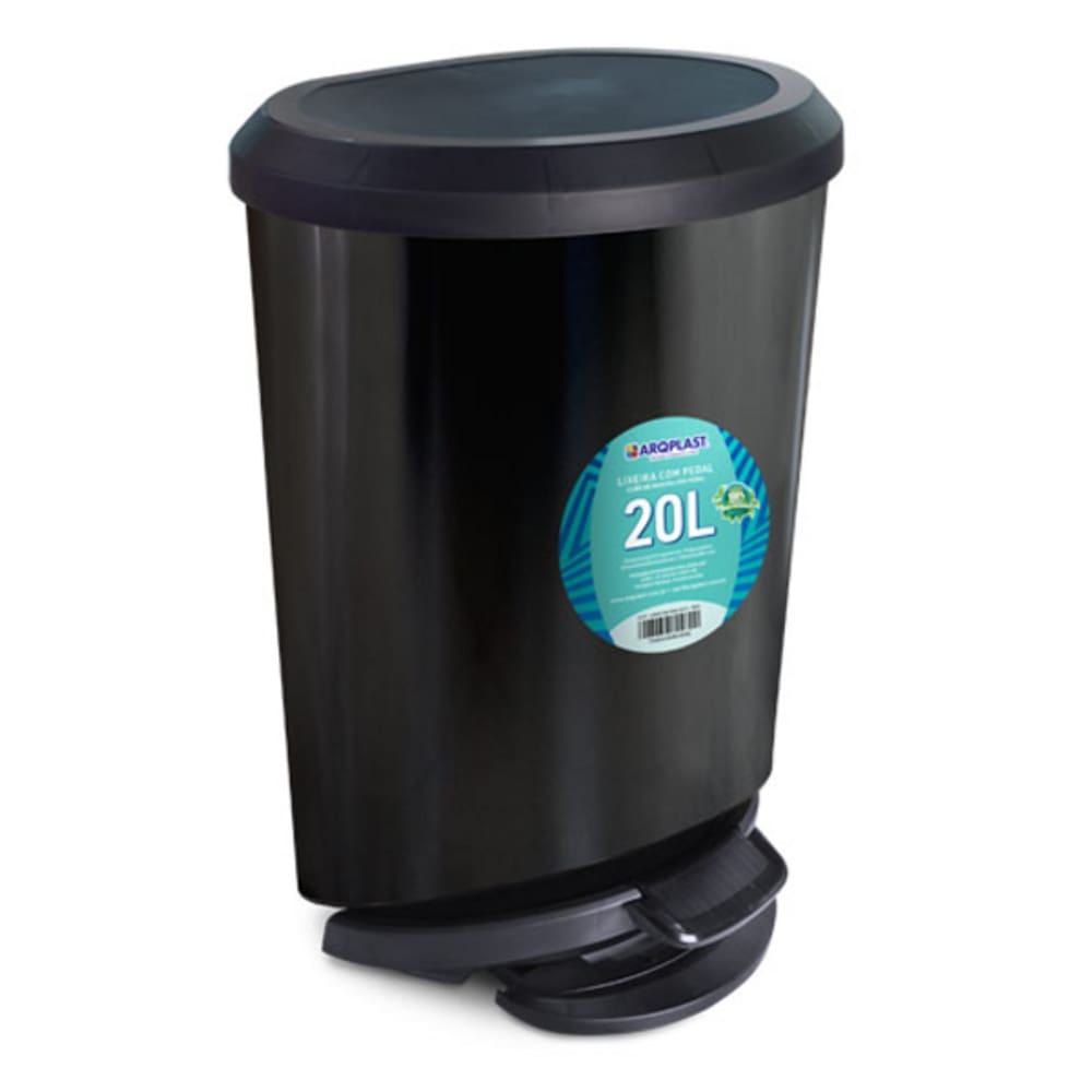 Lixeira com Pedal Preta 20 Litros Arqplast