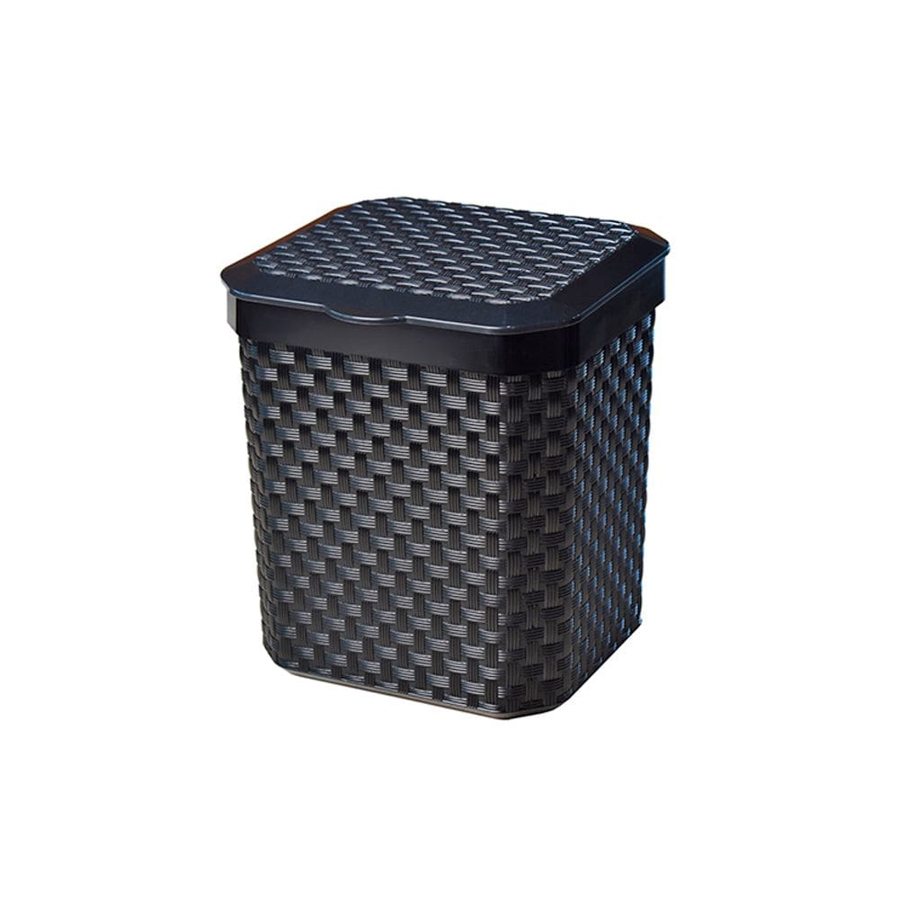 Lixeira de Pia de Cozinha com Tampa Rattan 5 Litros Preto Arqplast