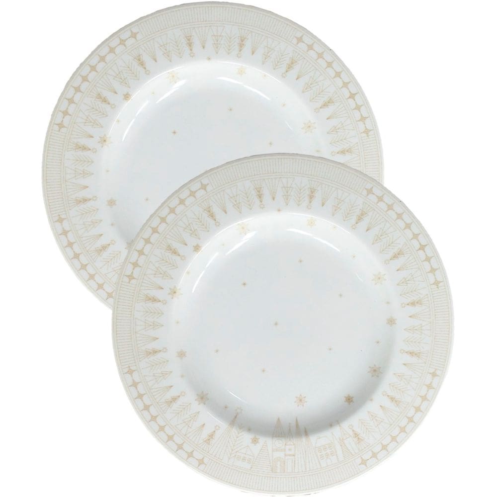 Jogo Prato Sobremesa Lanche 6 Pessoas 6Pçs Natal Noel 21cm