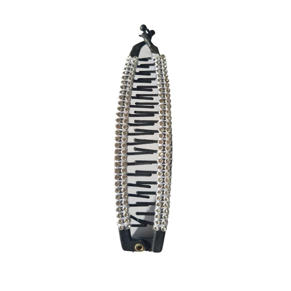 Kit Presilhas Banana De Cabelo Preta Pedra Strass 15Cm-6Un