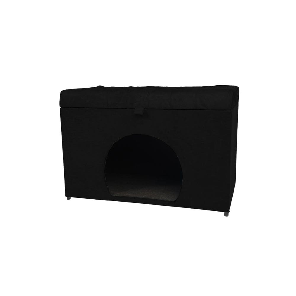 Puff Baú Pet Casa P/ Cachorros E Gatos Em Suede - Preto