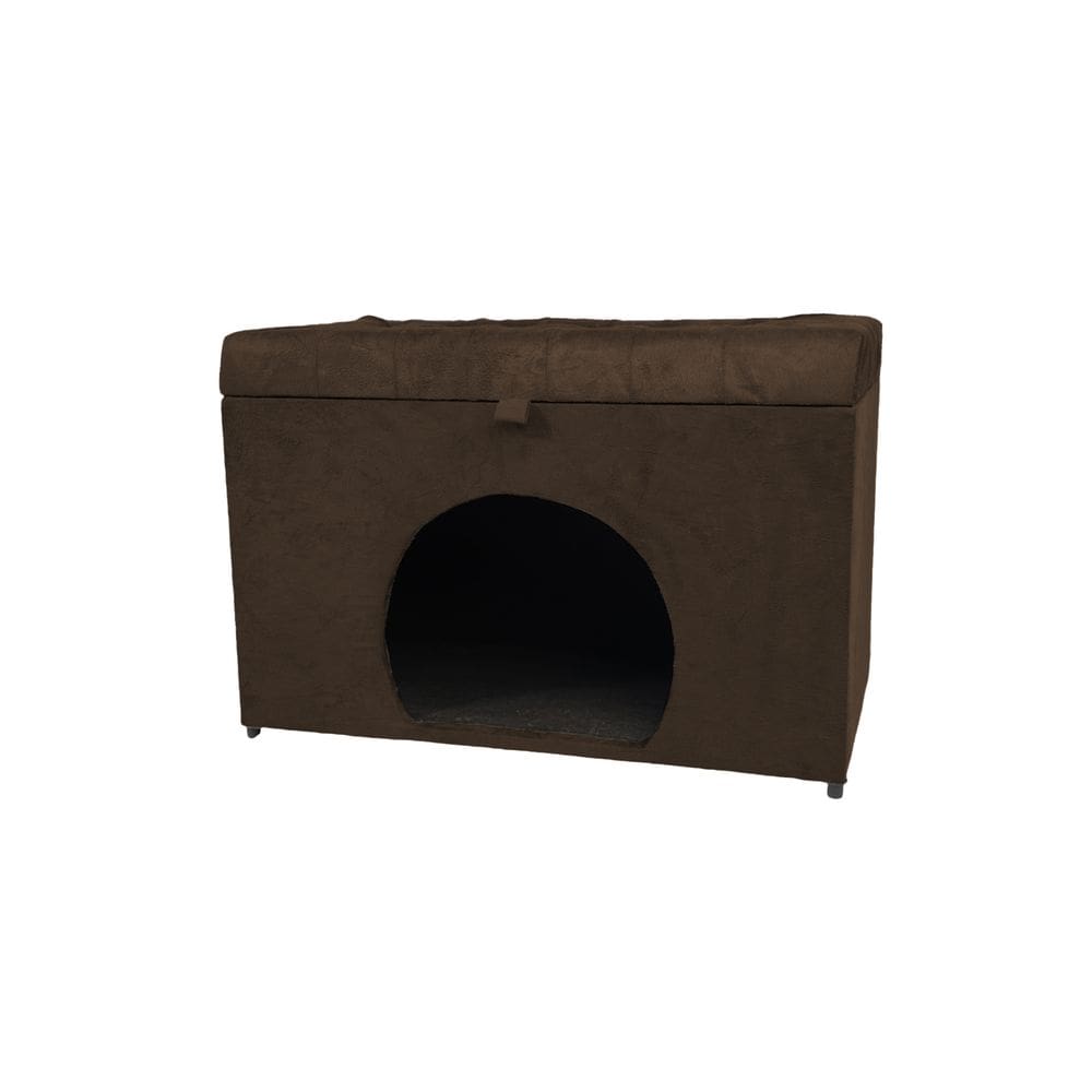 Puff Baú Pet Casa P/ Cachorros E Gatos Material Sintetico Marrom