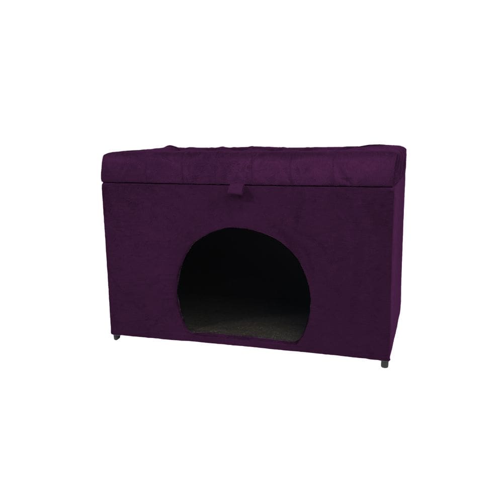 Puff Baú Pet Casa P/ Cachorros E Gatos Em Suede - Roxo