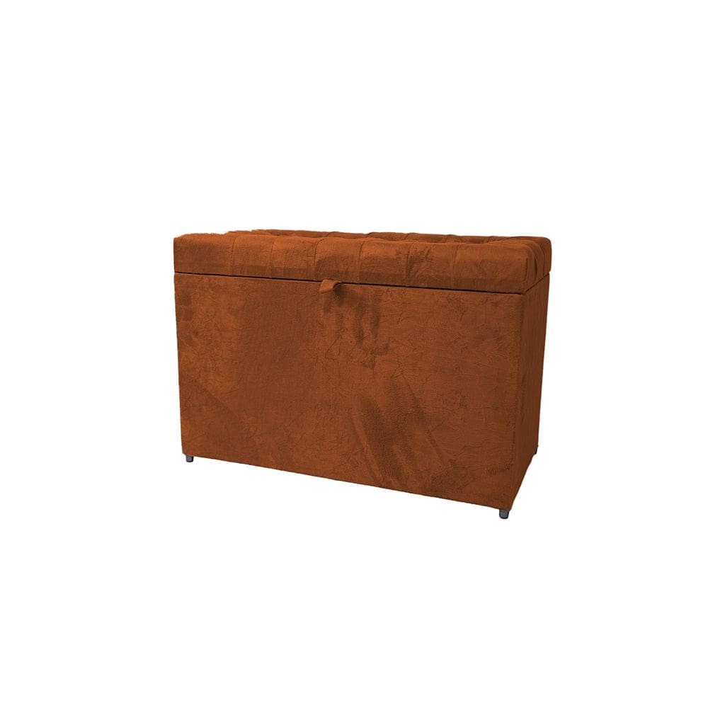 Puff Baú Estofado 68Cm Em Mdf Com Pistão Á Gás Terracota