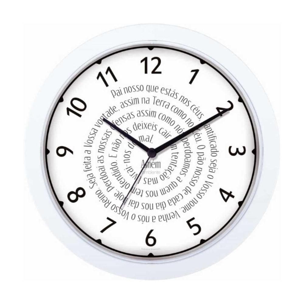 Relógio De Parede Ambiente 28Cm Pai Nosso 119074-021 Branco