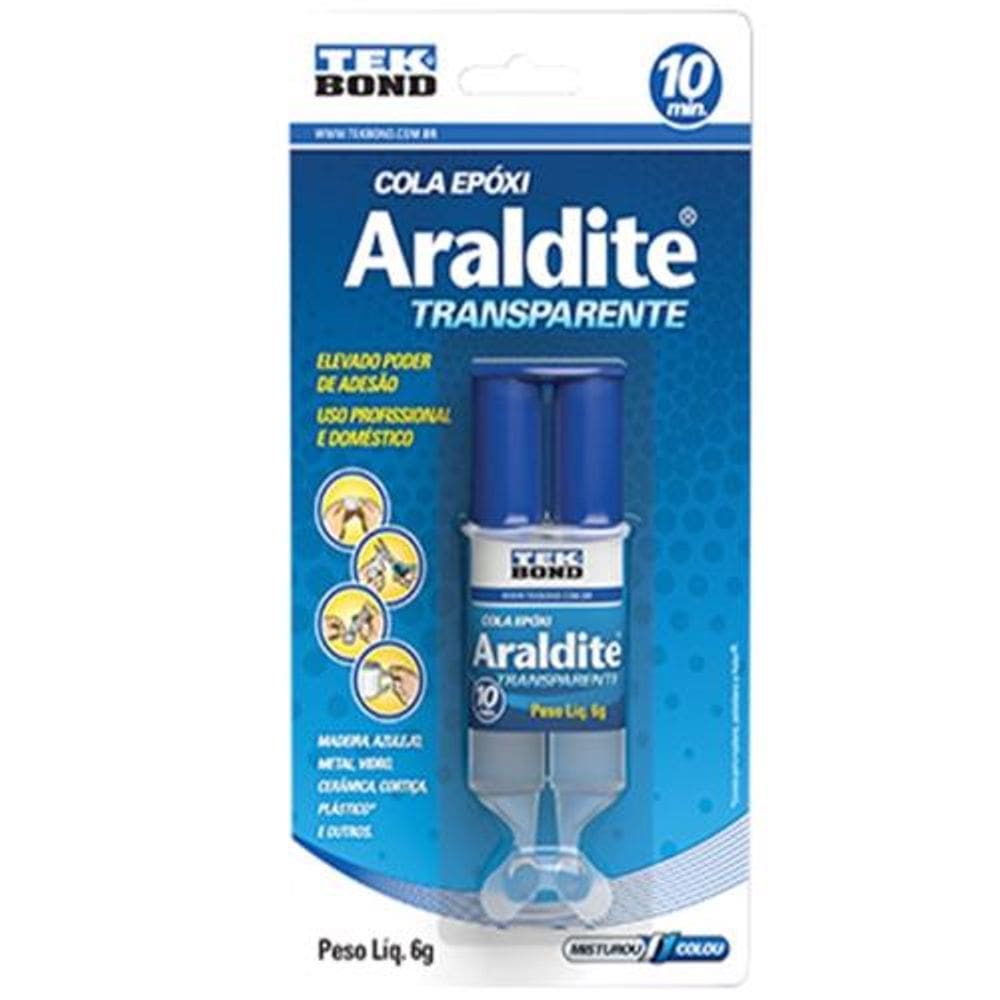Adesivo Araldite Transparente 6g em Seringa e Blister - Tekbond 10828500602