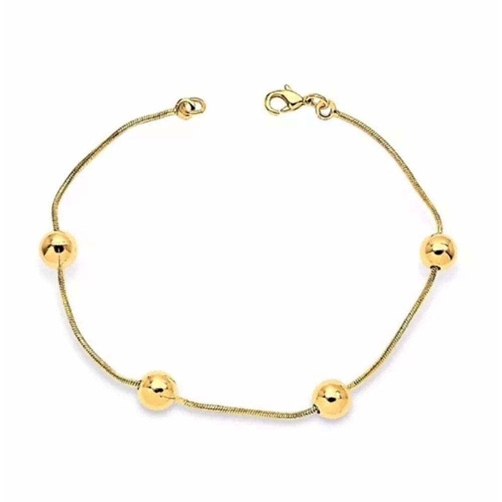 Pulseira Feminina Delicado Com Bolas Folheado Ouro 18k