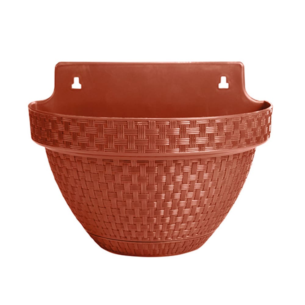 Vaso de Parede Meia Lua Rattan Terra Cota com Prato Anti-Dengue 3 Litros Arqplast