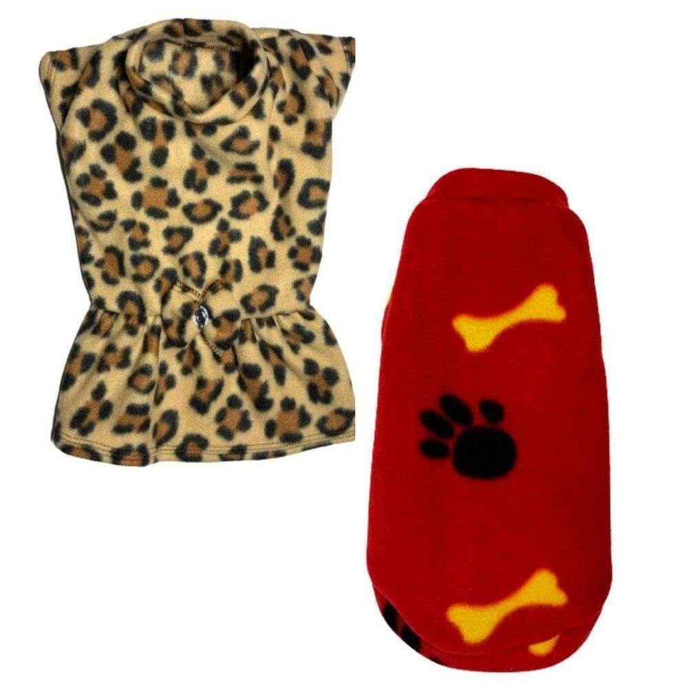 Kit 2 Roupas De Inverno Para Cães E Gato Vestido E Capa P