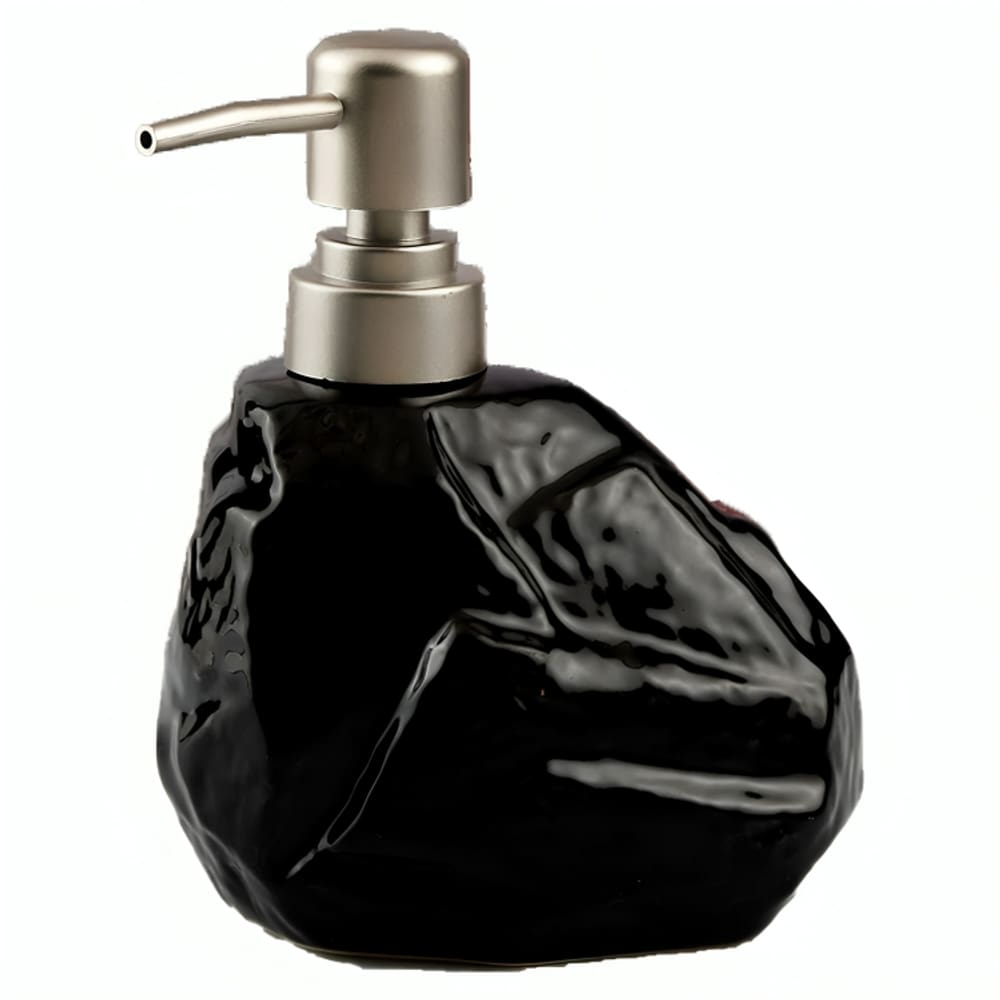 Saboneteira Líquida Textura Obsidiana Preto Cerâmica Lavabo