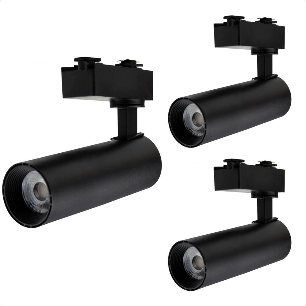 Kit 3 Spot Longo Led MR16 para Trilho Eletrificado Preto 3000K Quente