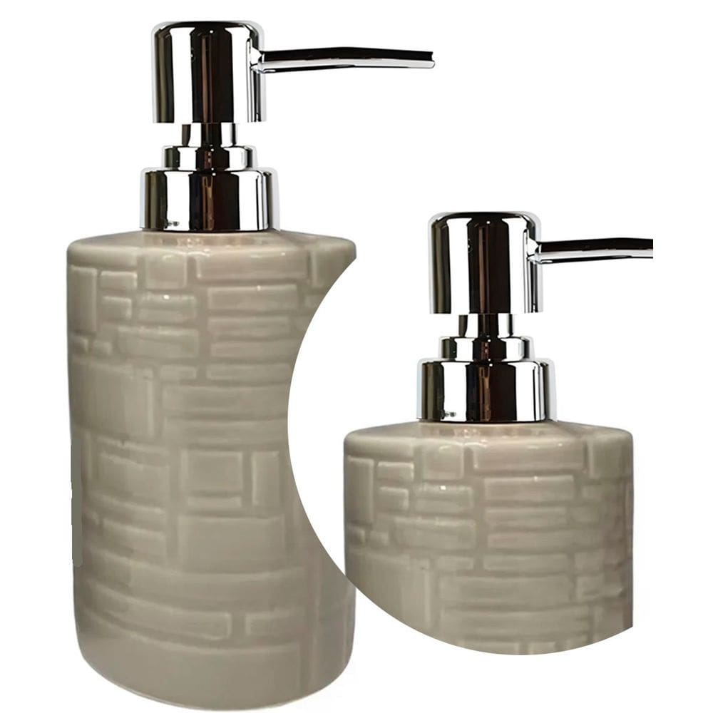 Porta Saboneteira Liquida Modelagem De Cerâmica Bege Lavabo