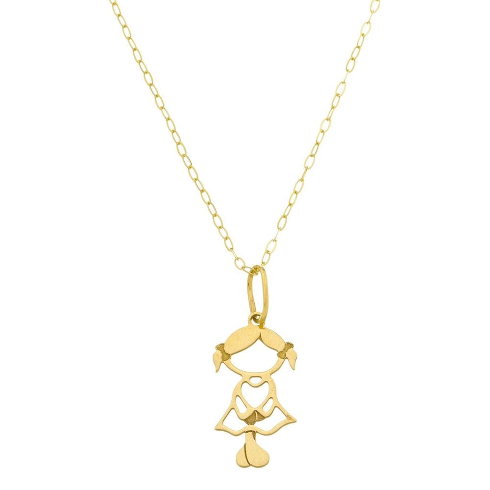 Colar Bailarina De Ouro 18k Feminino 45cm Pingente Filha