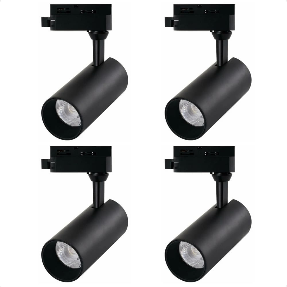 Kit 4 Spot Led MR16 para Trilho Eletrificado Preto 110/220v 6500K Frio