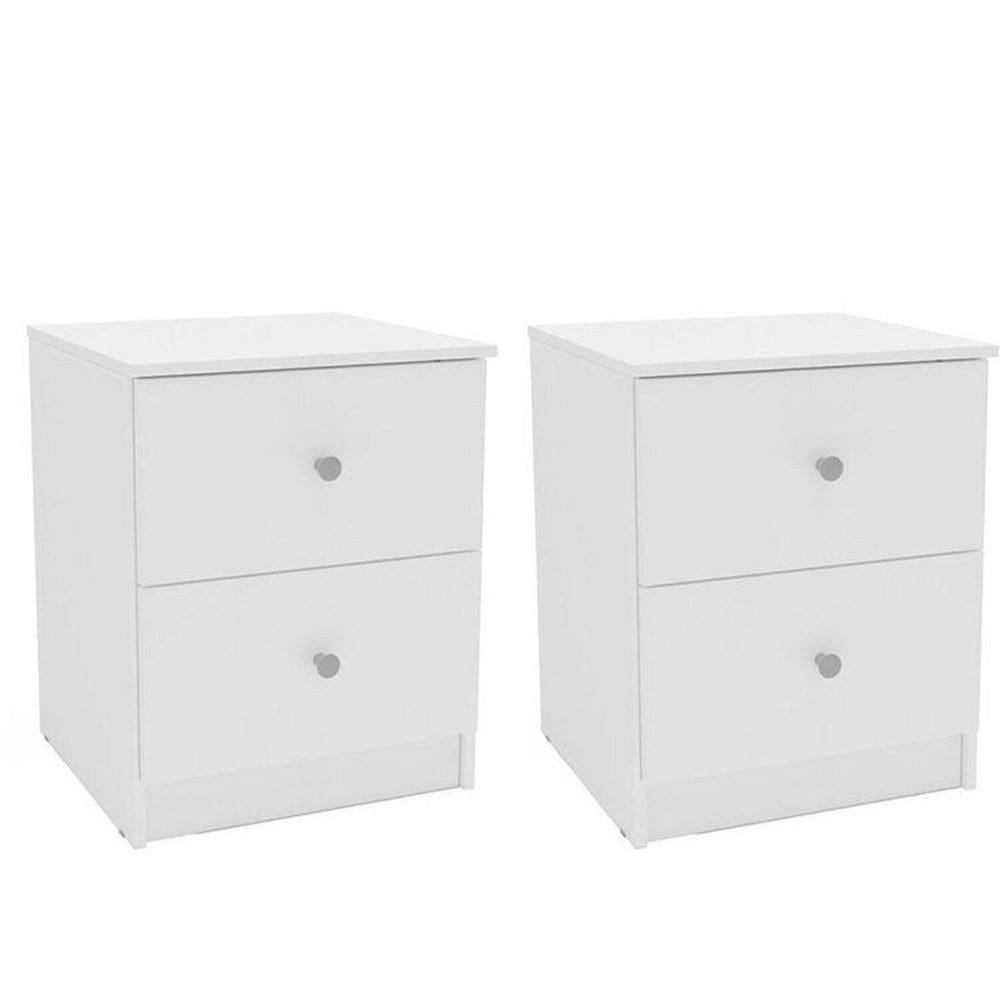 Conjunto 2 Mesas de Cabeceira 2 Gavetas Gandu Branco