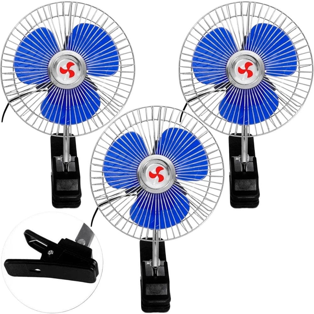 Kit 3 Mini Ventilador Veicular Carro Ônibus Caminhão De 15cm