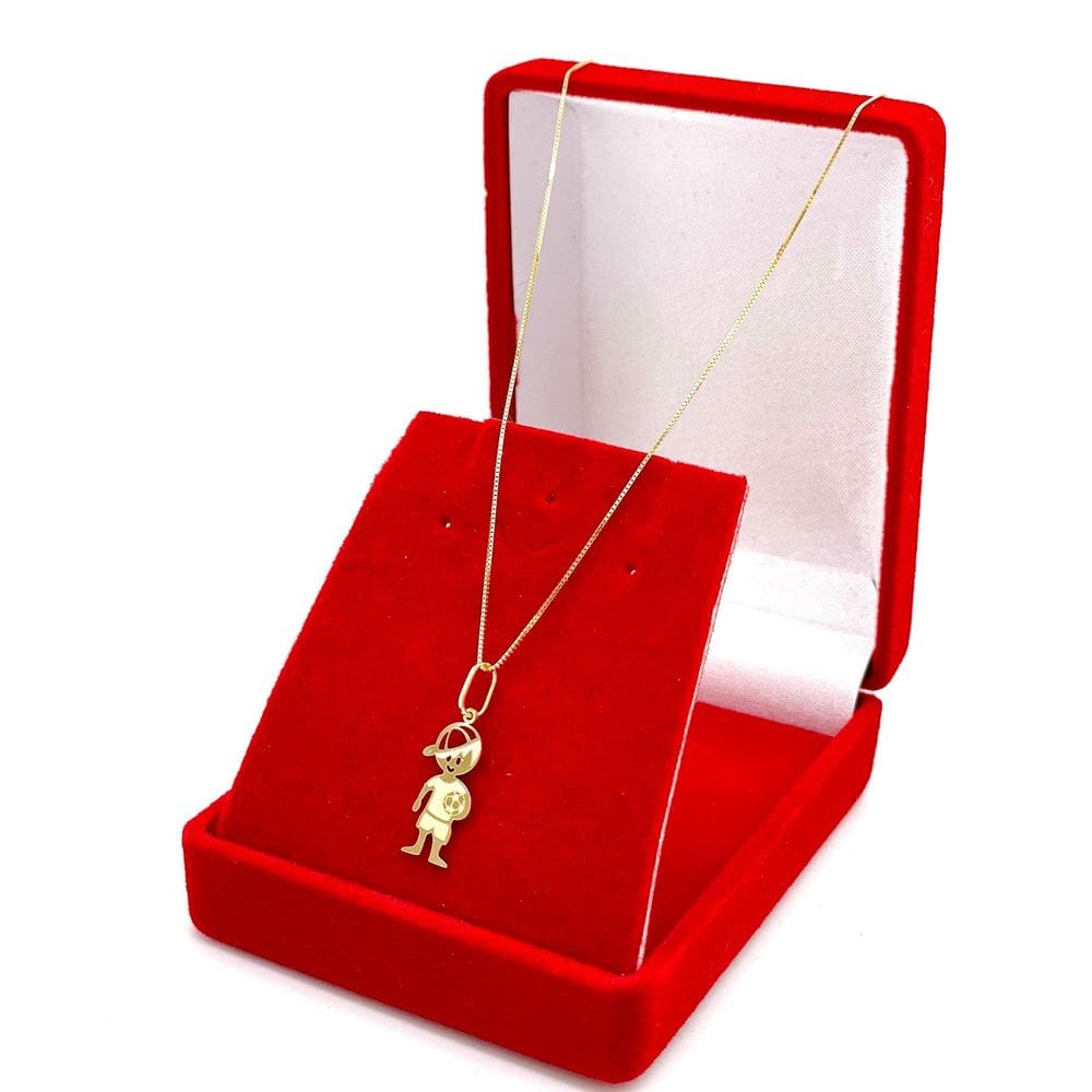 Gargantilha De Ouro 18k Corrente 45cm Veneziana Pingente Filho Futebol