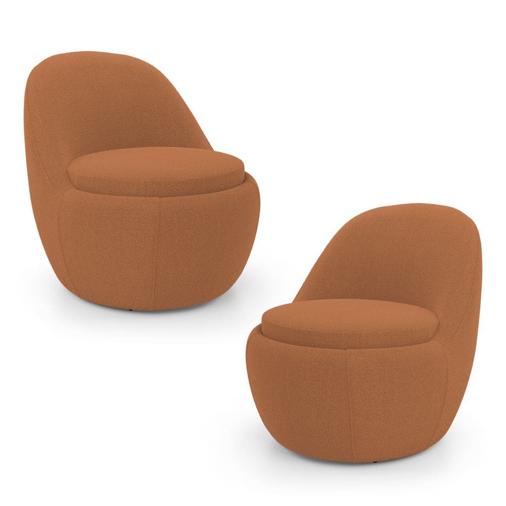Kit 02 Poltronas Orgânicas Living Memphis Fixa Bouclê Terracota - Desk Design