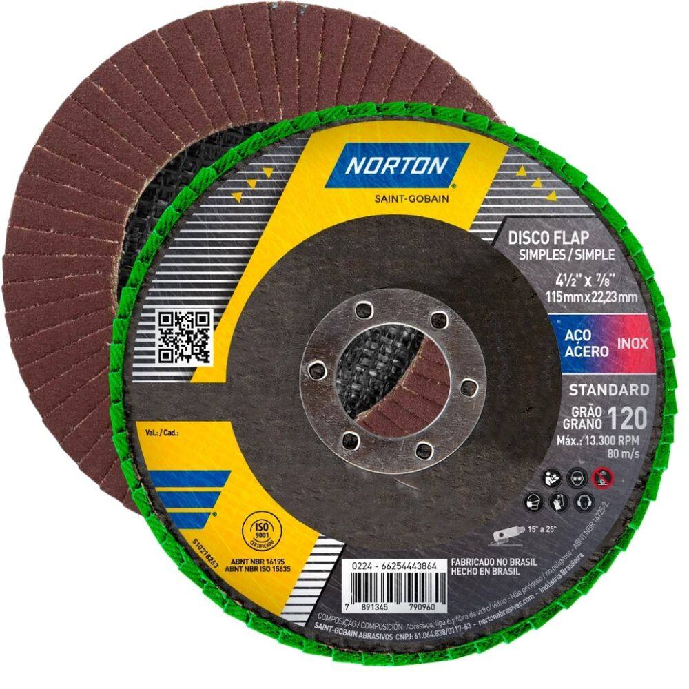Disco Flap Fibra Grao 120 115X22.23 Standard Norton