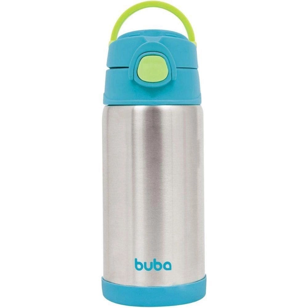 Garrafa Termica Parede Dupla Inox Com Canudo Azul - Buba