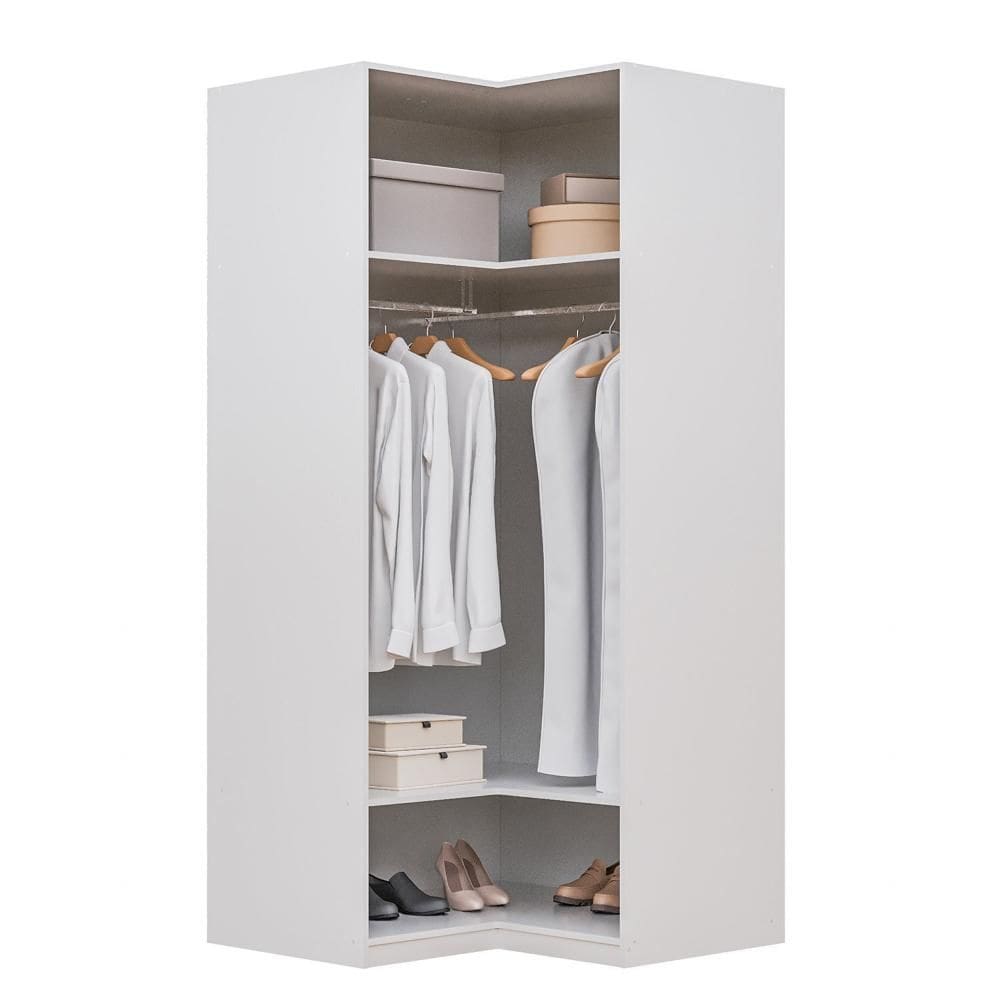 Guarda-roupa de Canto Reto Modular 95cm sem Portas com Cabideiros Jade Cabecasa Madeiramadeira Branco