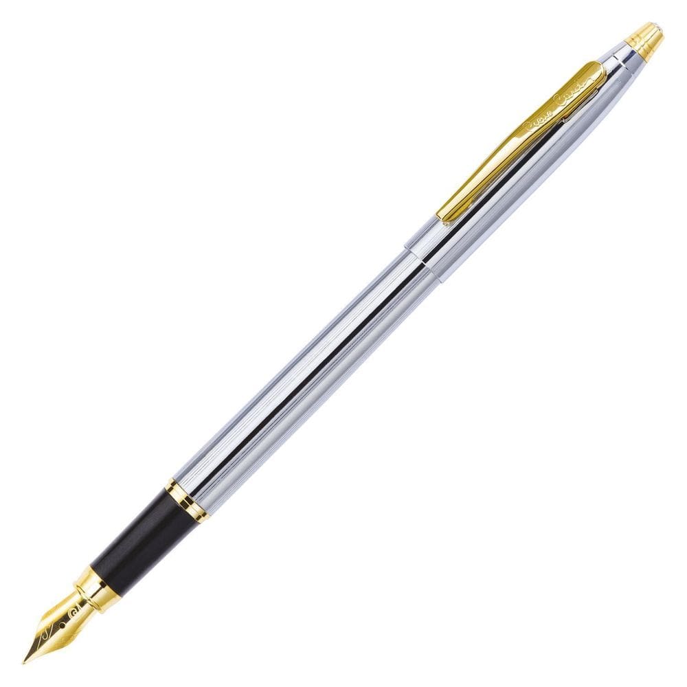 Caneta Tinteiro Pierre Cardin Kriss Cromada C/Dourado F
