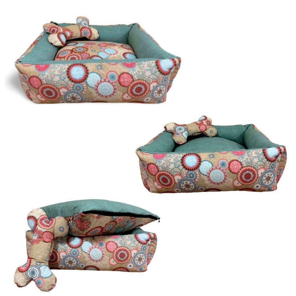 Cama Impermeável Com Travesseiro Para Cães E Gatos - Rosa P