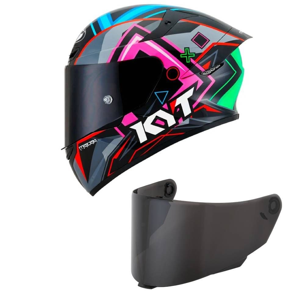 Capacete KYT TT Course Ratthapark Play Preto Mais Viseira Fumê