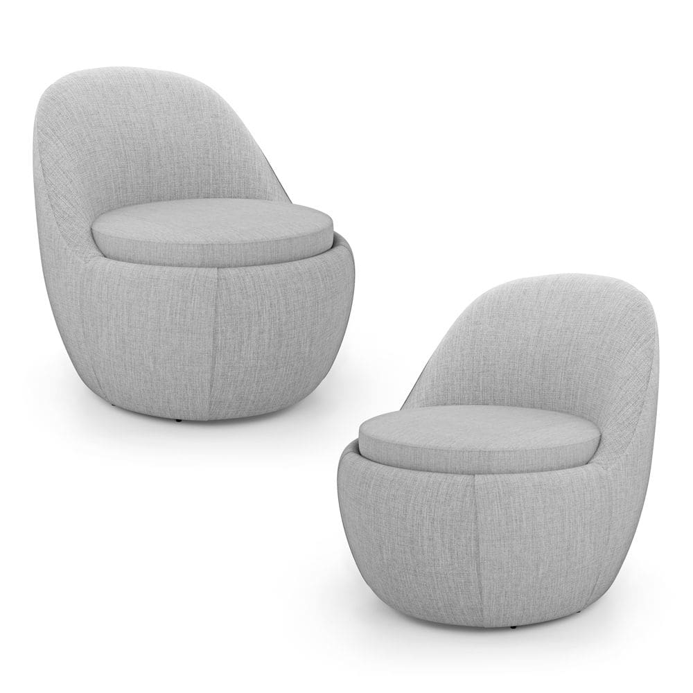 Kit 02 Poltronas Orgânicas Living Memphis Fixa Linho Cinza Claro - Desk Design