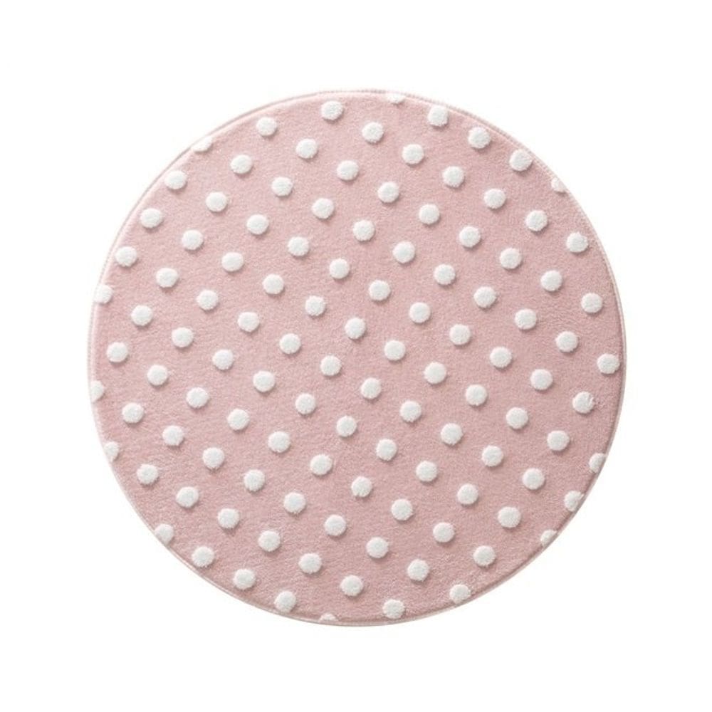 Tapete Quarto De Bebê Infantil Redondo Mimo Poá 100cm - Jolitex - Rosa