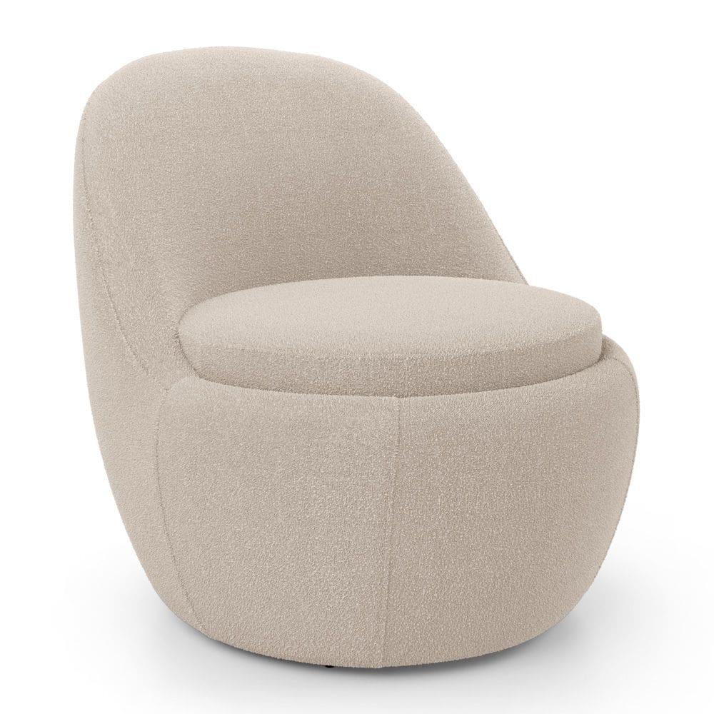 Poltrona Orgânica Living Memphis Fixa Bouclê Bege - Desk Design