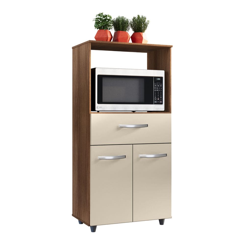Armário de Cozinha Multiuso Luna 60cm com 02 Portas e Nicho Integrado Savana Off White - Desk Design
