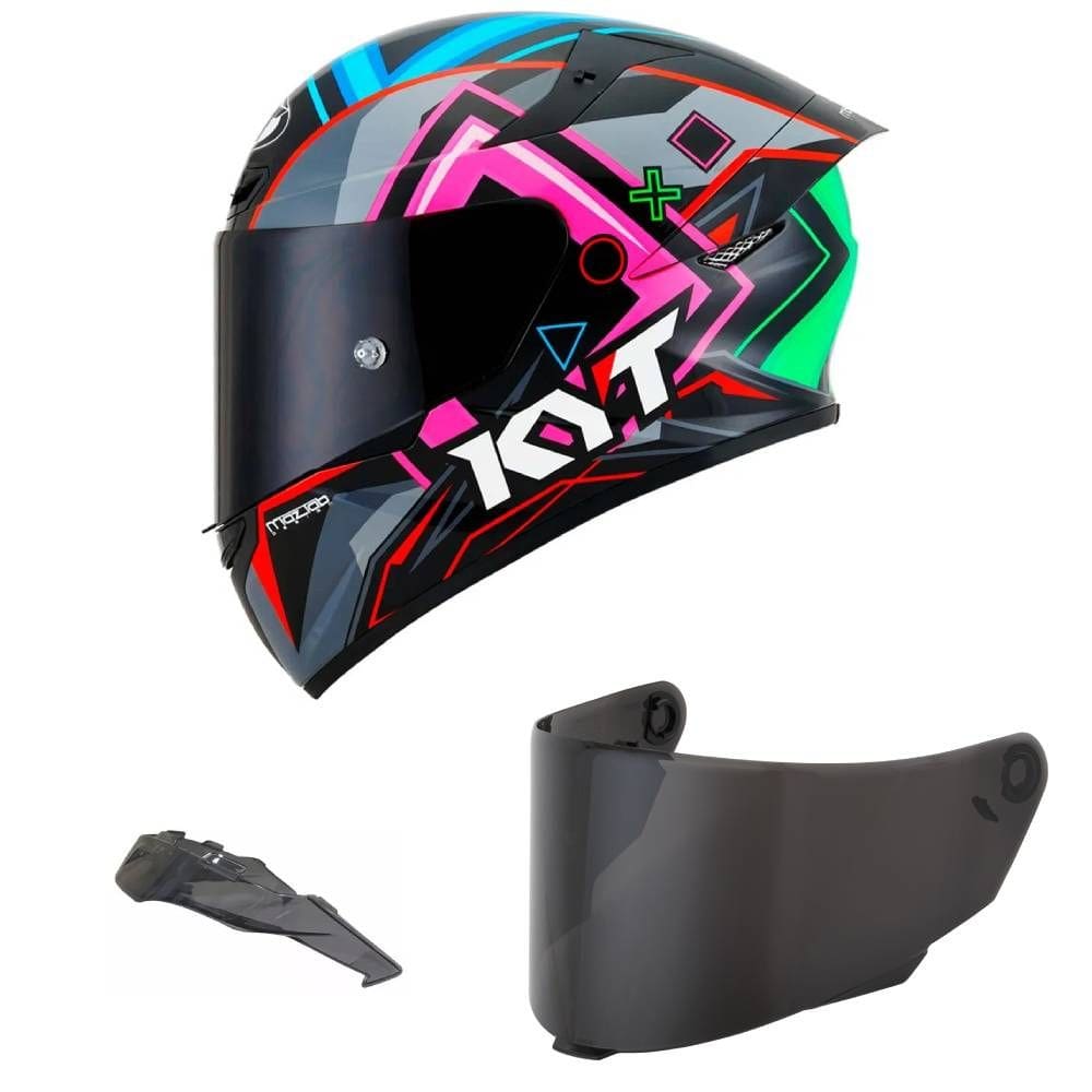 Capacete KYT TT Course Ratthapark Play Mais Viseira Fumê e Spoiler Fumê